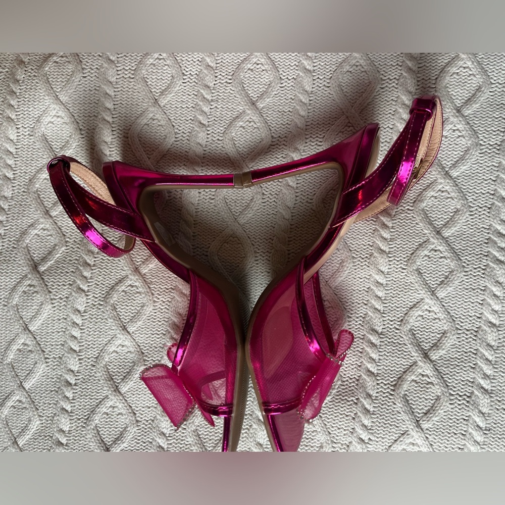 Wild Diva Comfort Elegant Fuchsia Sandal Heels with Bow Detail Various Sizes - Picture 10 of 13